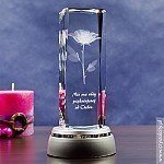 Róża Namiętności 3D - statuetka szklana na podstawce LED
